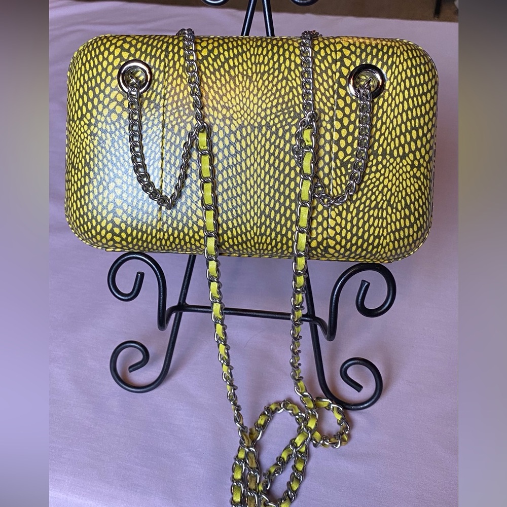 BCBG MaxAzria Chloe Sunflower Snakeprint Box Purse
